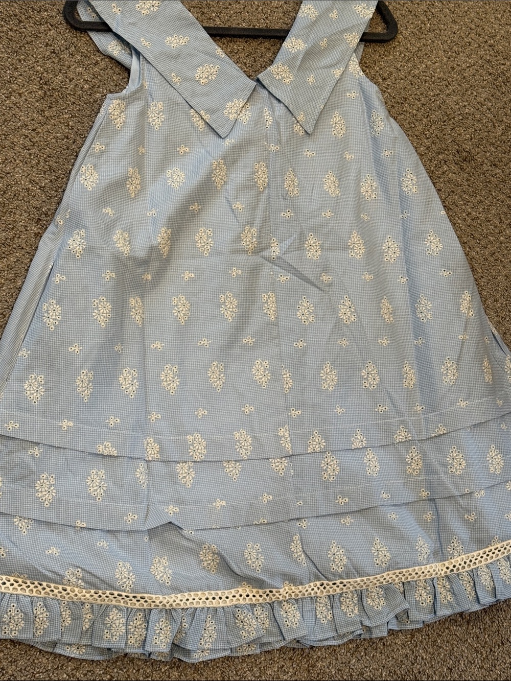 Light Blue Floral Eyelet Dress with Bow - Picture 6 of 6